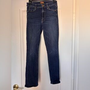 MOTHER The Mid Rise Dazzler Ankle Teaming Up Jeans Straight Leg Blue Sz 26 denim